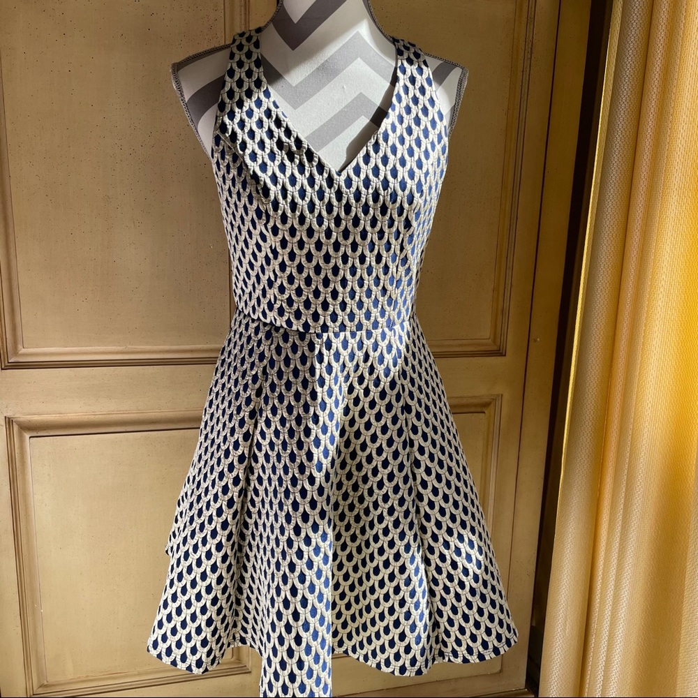 NWT Anthropologie Eight Sixty Blue Gold Dress SZ M